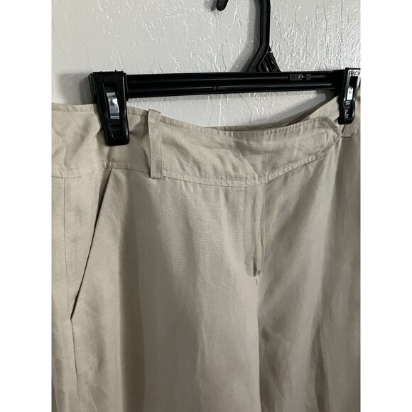 Larry Levine capri pants Size 12 Linen Cream Ivory Minimalist Wide Leg - Picture 2 of 5